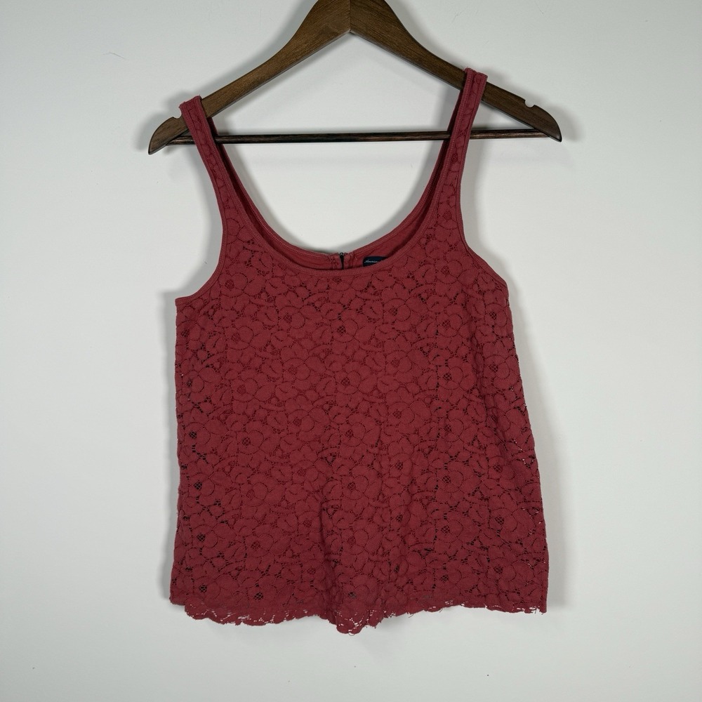 Vintage American Eagles Tank Lace Flower Pink